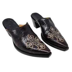 Old Gringo Black and Gold Embroidered Mules